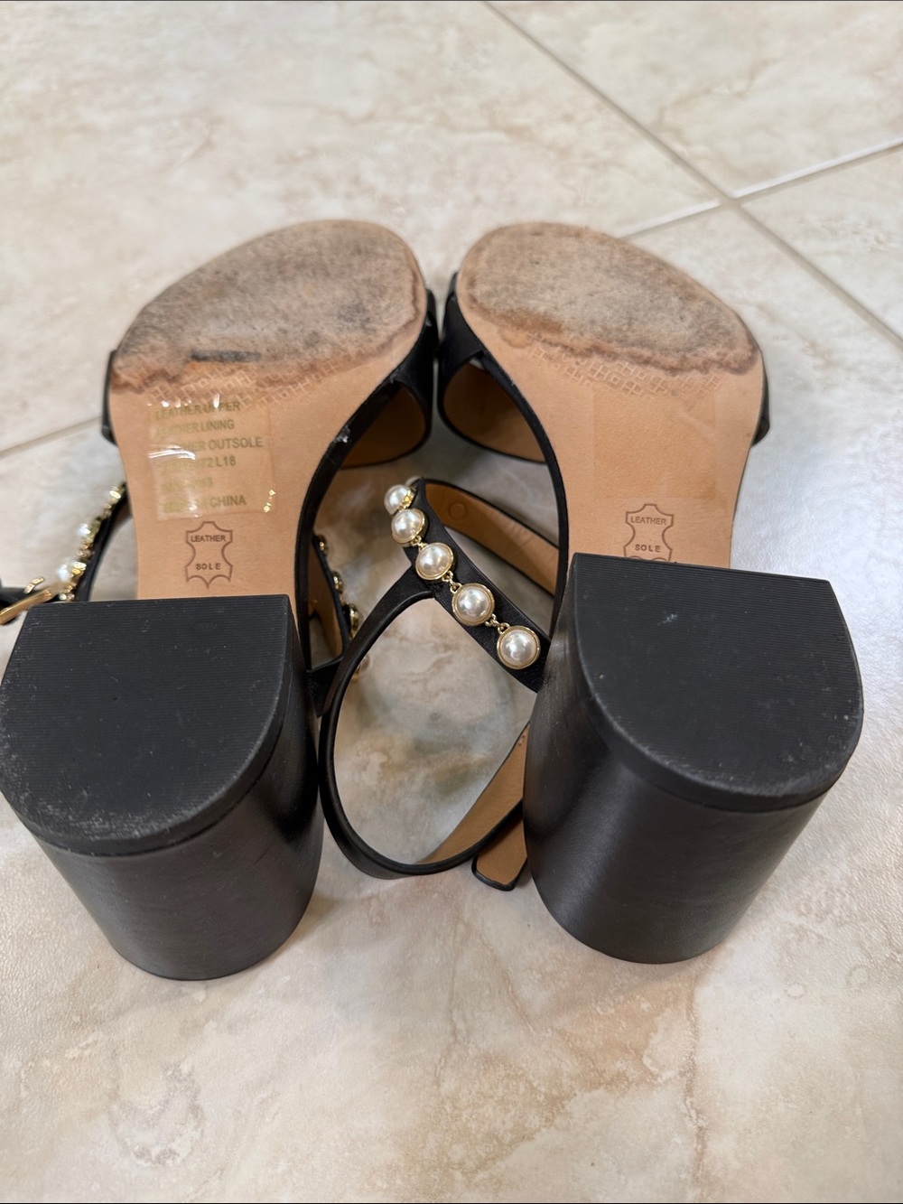 Tory Burch Black Pearl-Embellished Block Heel Sandals - Picture 5 of 5